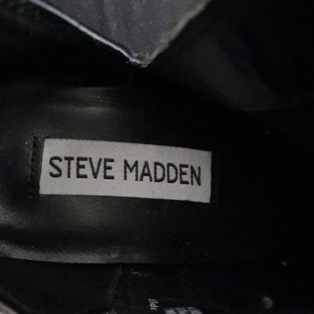 Steve Madden Black Rookie  Leather Upper Crocodile Print 3 Inch Heel Size 8.5 - Picture 11 of 12